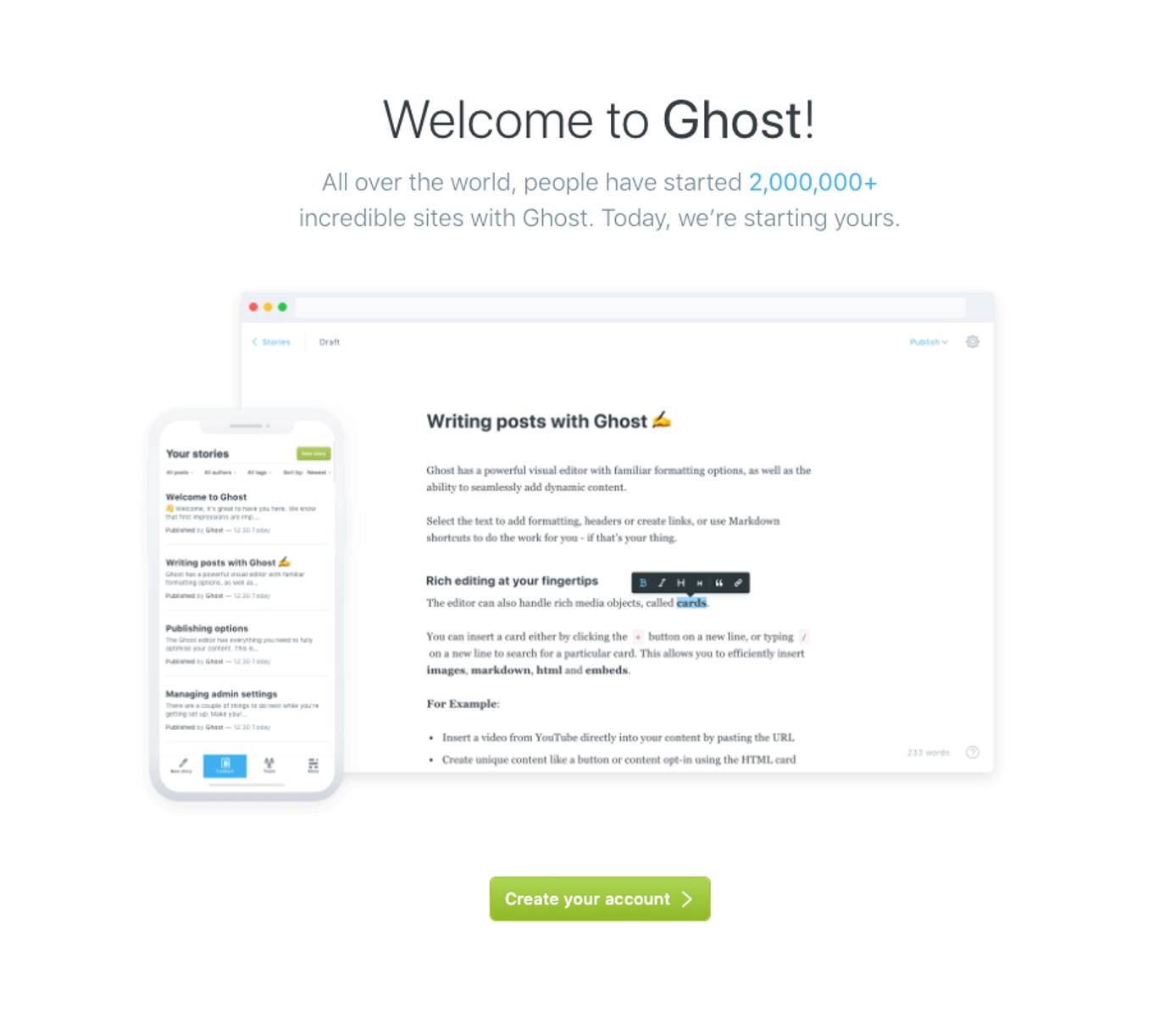 Ghost Welcome Screen Ghost Welcome Screen