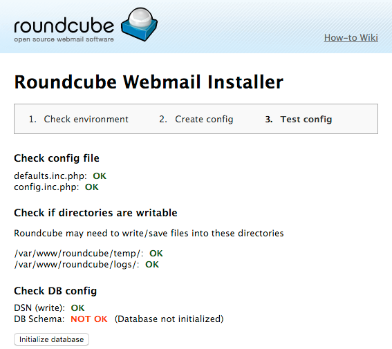 Roundcube MySQL database initialization Roundcube MySQL database initialization