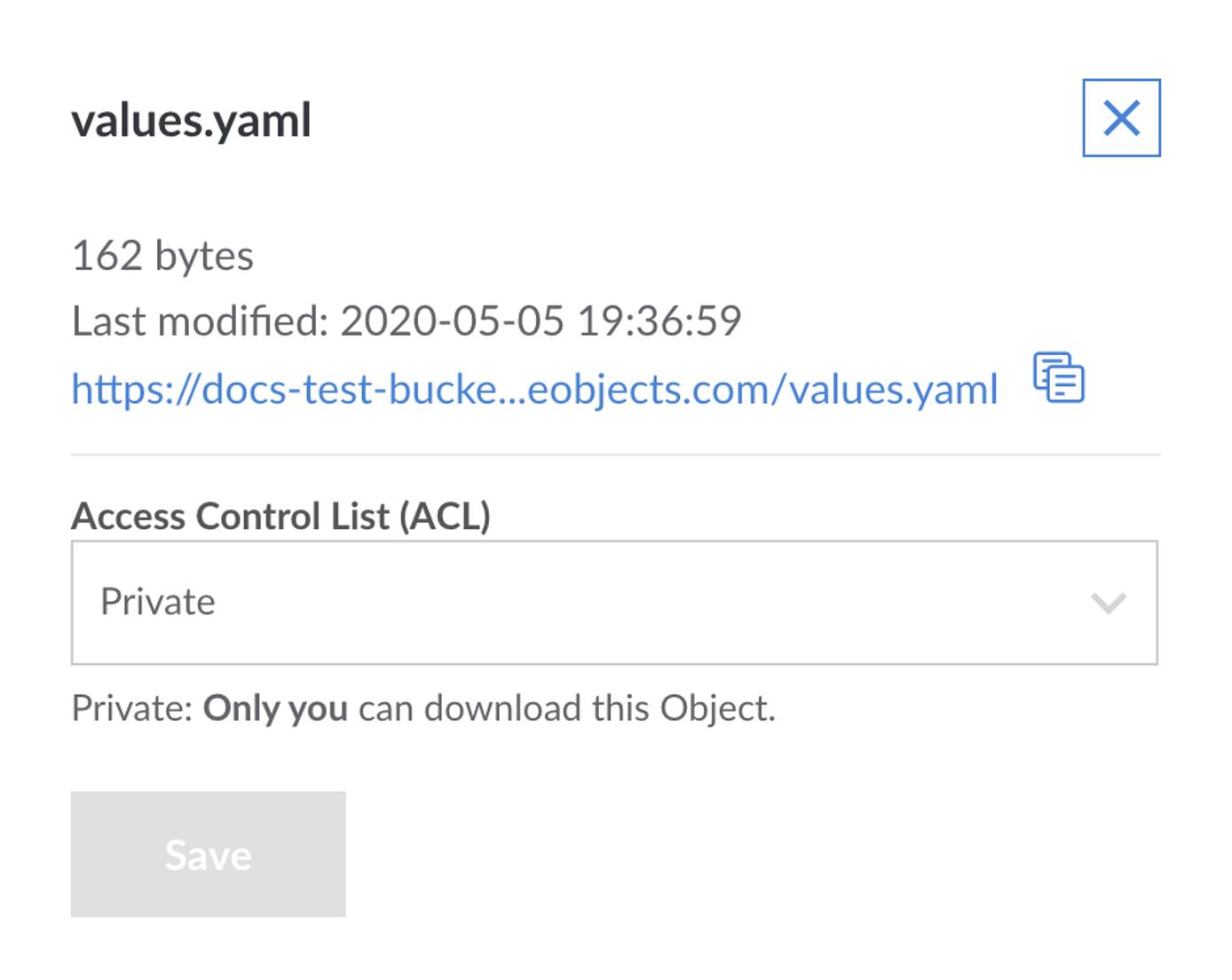 Object Storage Object ACL Panel Object Storage Object ACL Panel